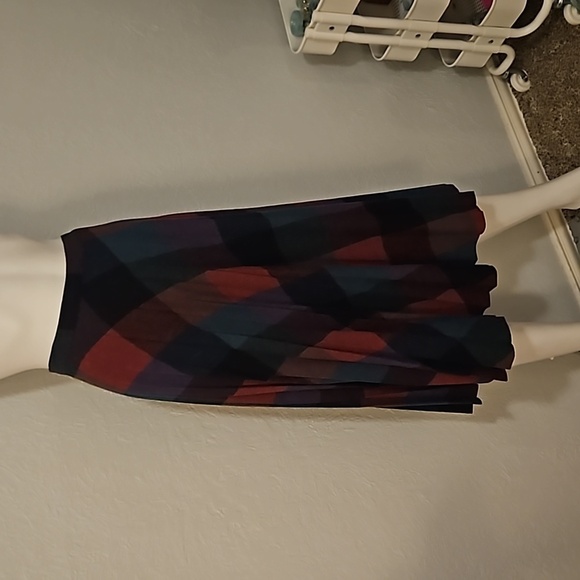 VTG PRESTIGE OF BOSTON Rainbow Check Accordian Pleated Land Girl Wool Skirt - Picture 3 of 8